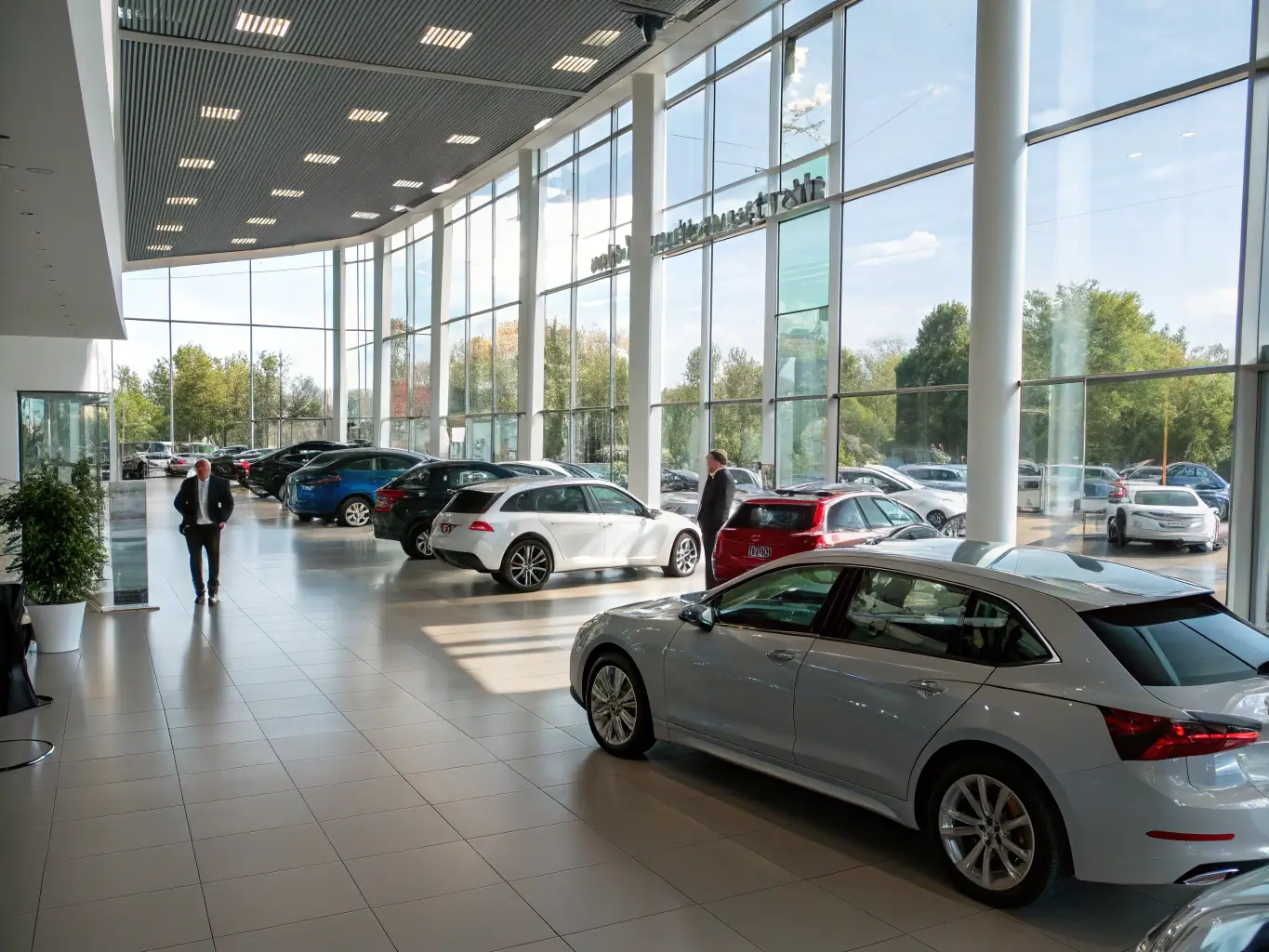 A modern car dealership showcasing a variety of vehicles, representing Selvex's expertise in the automotive sector.