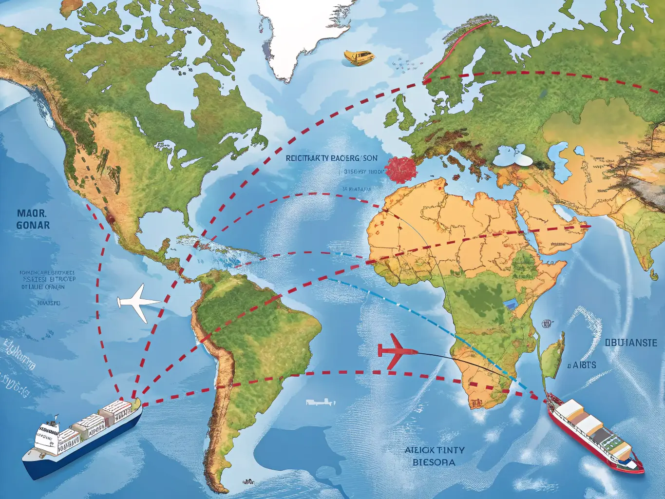 A world map highlighting key trade routes and global connections, symbolizing Selvex's global reach.